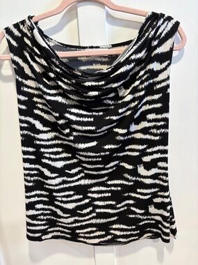 Calvin Klein Black and White Zebra Cowl Neck Camisole